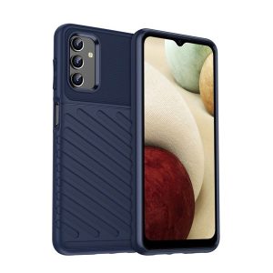 Samsung Galaxy A13 5G / A04s SM-A136U / A047F, Szilikon tok, közepesen ütésálló, domború csíkos minta, fekete