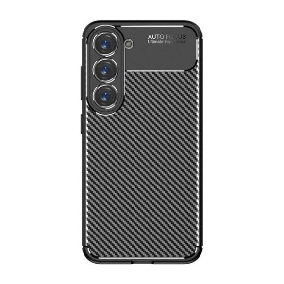Samsung Galaxy S23 SM-S911, Szilikon tok, közepesen ütésálló, légpárnás sarok, karbon minta, fekete