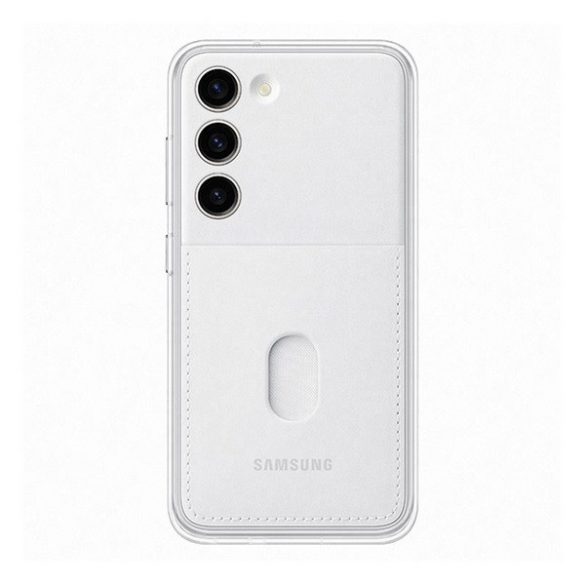 Samsung Galaxy S23 SM-S911, Műanyag hátlap védőtok, cserélhető hátlap, kártyatartóval, Frame Cover, fehér, gyári