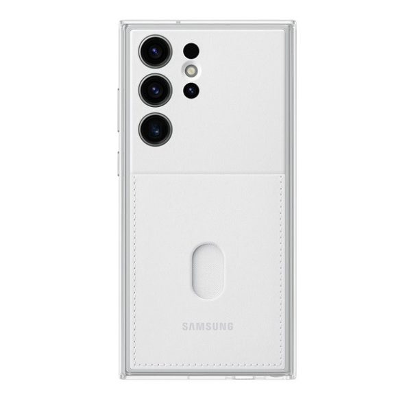 Samsung Galaxy S23 Ultra SM-S918, Műanyag hátlap védőtok, cserélhető hátlap, kártyatartóval, Frame Cover, fehér, gyári