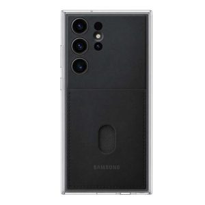 Samsung Galaxy S23 Ultra SM-S918, Műanyag hátlap védőtok, cserélhető hátlap, kártyatartóval, Frame Cover, fekete, gyári