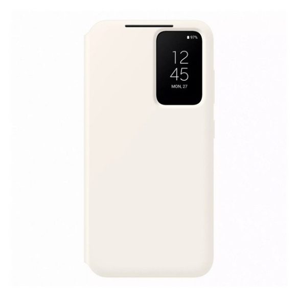 Samsung Galaxy S23 Plus SM-S916, Oldalra nyíló tok, hívás mutatóval, kártyatartóval, Smart View Wallet, krém, gyári