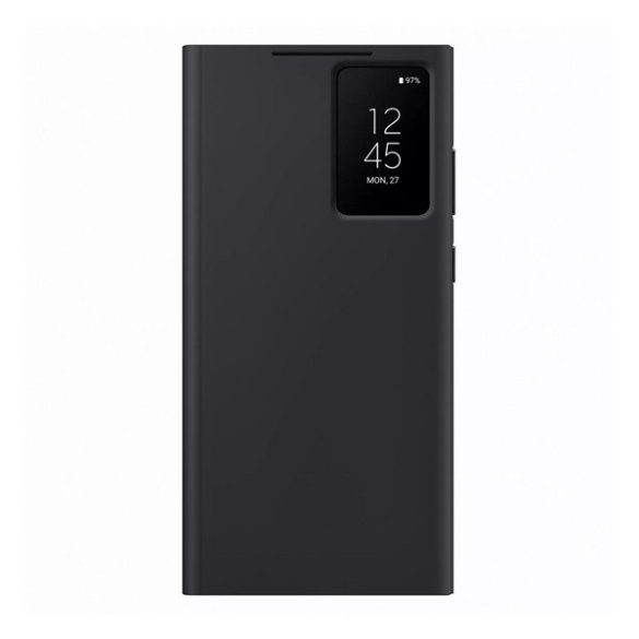 Samsung Galaxy S23 Ultra SM-S918, Oldalra nyíló tok, hívás mutatóval, kártyatartóval, Smart View Wallet, fekete, gyári