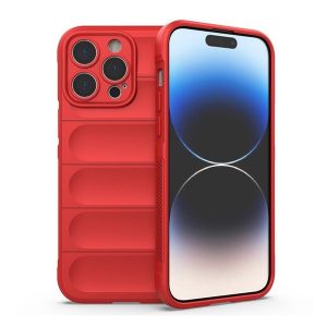 Apple iPhone 14 Pro Max, Szilikon tok, közepesen ütésálló, 3D minta, piros