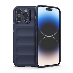 Apple iPhone 14 Pro Max, Szilikon tok, közepesen ütésálló, 3D minta, sötétkék