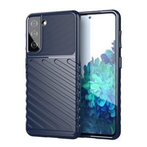 Samsung Galaxy A14 4G / A14 5G SM-A145F / A146B, Szilikon tok, közepesen ütésálló, domború csíkos minta, sötétkék