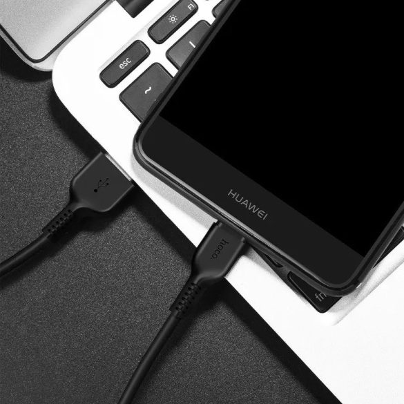 USB töltő- és adatkábel, microUSB, 100 cm, 2400 mA, törésgátlóval, Hoco X13 Easy, fehér