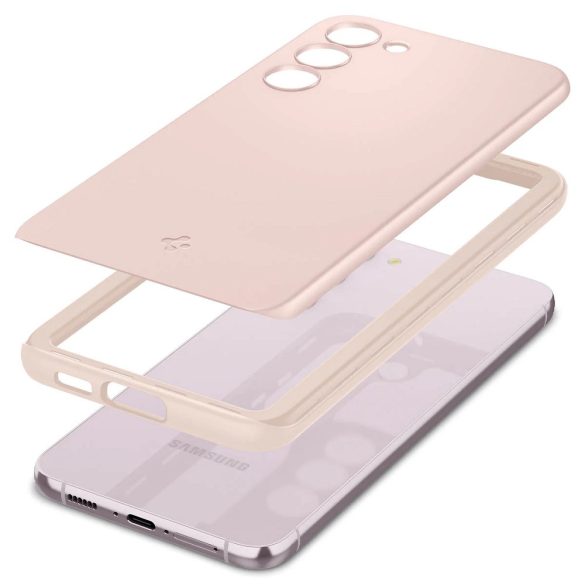 Samsung Galaxy S23 SM-S911, Műanyag hátlap védőtok, Spigen Thin Fit, rózsaszín