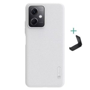 Xiaomi Redmi Note 12 5G / Poco X5 5G, Műanyag hátlap védőtok, stand, Nillkin Super Frosted, fehér