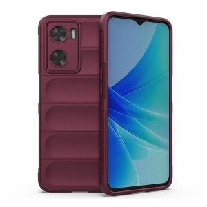 Oppo A57 5G / A77 5G, Szilikon tok, közepesen ütésálló, 3D minta, bordó