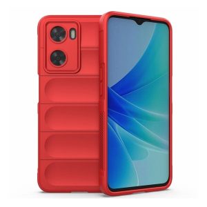 Oppo A57 5G / A77 5G, Szilikon tok, közepesen ütésálló, 3D minta, piros