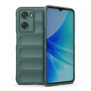 Oppo A57 5G / A77 5G, Szilikon tok, közepesen ütésálló, 3D minta, sötétzöld