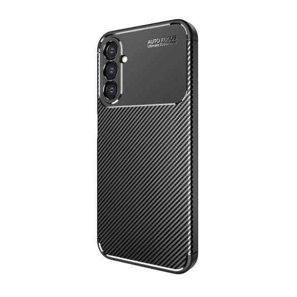 Samsung Galaxy A14 4G / A14 5G SM-A145F / A146B, Szilikon tok, közepesen ütésálló, légpárnás sarok, karbon minta, fekete