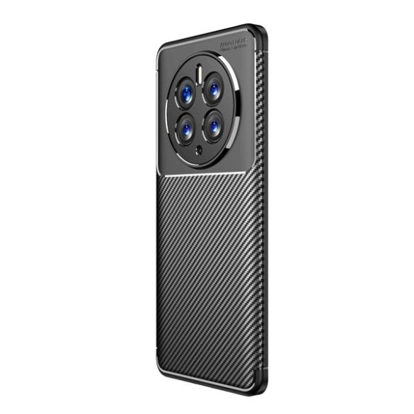 Huawei Mate 50 Pro, Szilikon tok, közepesen ütésálló, légpárnás sarok, karbon minta, fekete