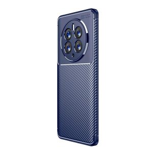 Huawei Mate 50 Pro, Szilikon tok, közepesen ütésálló, légpárnás sarok, karbon minta, sötétkék