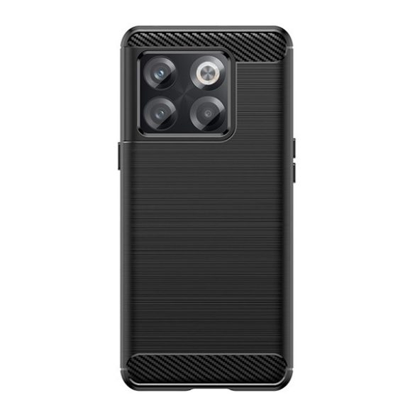 OnePlus 10T / Ace Pro, Szilikon tok, közepesen ütésálló, szálcsiszolt, karbon minta, fekete