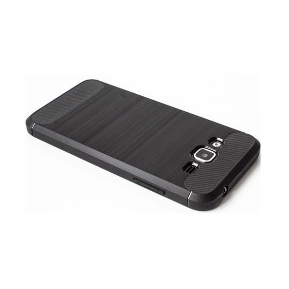 OnePlus 11, Szilikon tok, közepesen ütésálló, szálcsiszolt, karbon minta, fekete