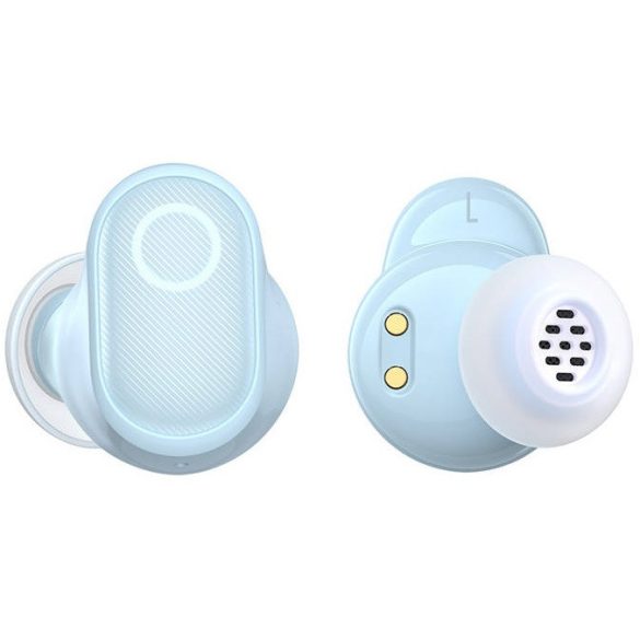 Bluetooth sztereó fülhallgató, v5.2, TWS, töltőtok, zajszűrővel, érintés vezérlés, Baseus Bowie WM05, világoskék