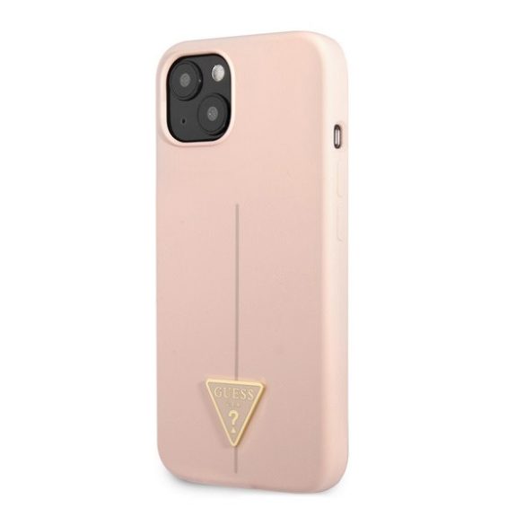 Apple iPhone 13, Szilikon tok, matt, Guess Metal Triangle Tone Logo, rózsaszín
