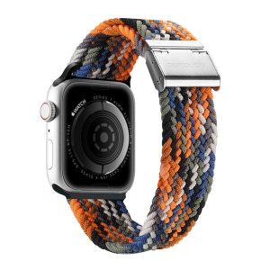 Apple Watch 1-6, SE, SE (2022) (38 / 40 mm) / Watch 7-8 (41 mm), textíl pótszíj, állítható, terep minta, Dux Ducis Mixture, mintás/narancssárga