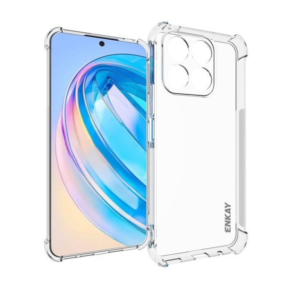 Huawei Honor X8a, Szilikon tok, közepesen ütésálló, légpárnás sarok, Enkay, átlátszó