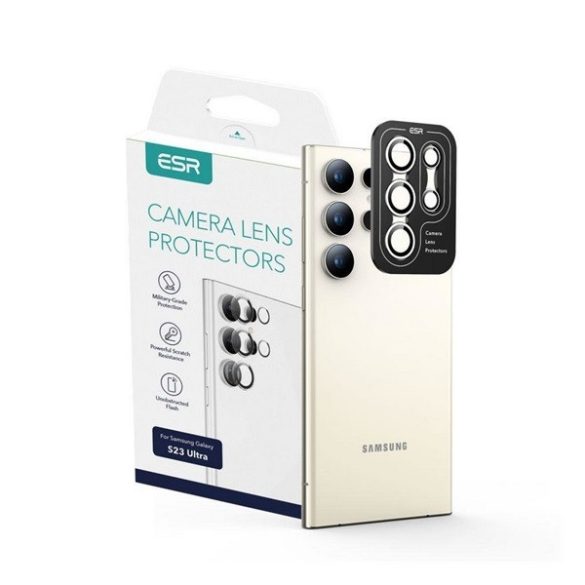 Samsung Galaxy S23 Ultra SM-S918, Kamera lencsevédő fólia, ütésálló fólia, Tempered Glass (edzett üveg), ESR Lens Protector, átlátszó