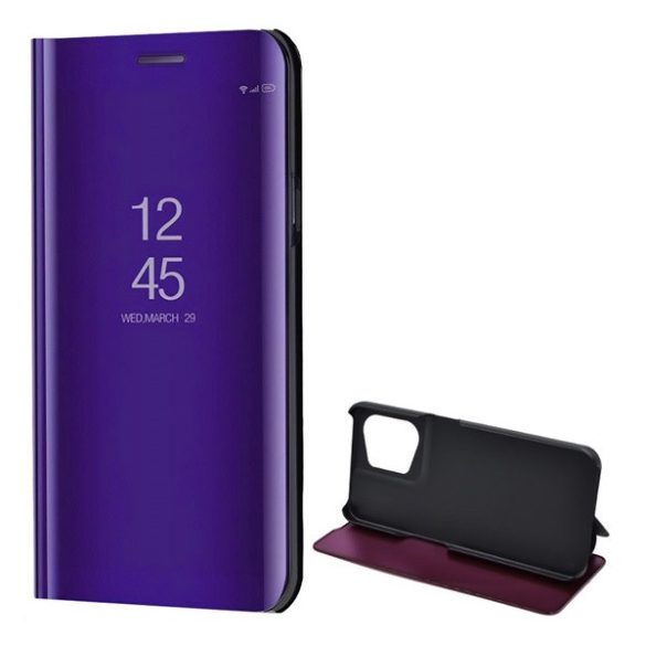 Oppo Reno8 5G, Oldalra nyíló tok, hívás mutatóval, Smart View Cover, lila (utángyártott)