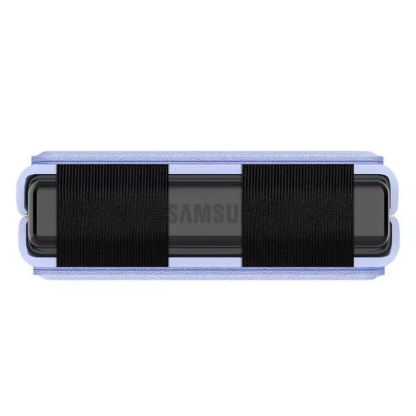 Samsung Galaxy Z Flip4 SM-F721B, Műanyag hátlap védőtok, bőrhatású hátlap, kitámasztóval, Nillkin Qin Vegan, lila