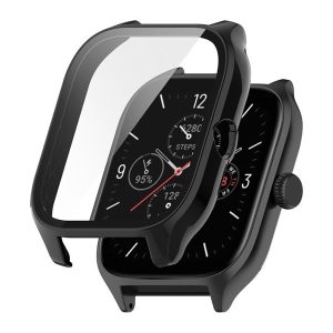 Amazfit GTS 4, Műanyag védőkeret, kijelzővédő üveggel, közepesen ütésálló, szíj nélkül, fekete
