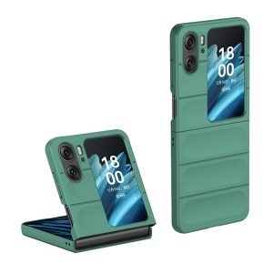 Oppo Find N2 Flip, Szilikon tok, közepesen ütésálló, 3D minta, sötétzöld