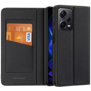 Xiaomi Redmi Note 12 Pro Plus 5G, Oldalra nyíló tok, stand, közepesen ütésálló, Dux Ducis Skin X2, fekete