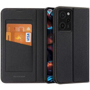 Xiaomi Redmi Note 12 Pro 5G / Poco X5 Pro 5G, Oldalra nyíló tok, stand, közepesen ütésálló, Dux Ducis Skin X2, fekete