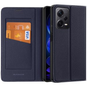 Xiaomi Redmi Note 12 Pro Plus 5G, Oldalra nyíló tok, stand, közepesen ütésálló, Dux Ducis Skin X2, sötétkék