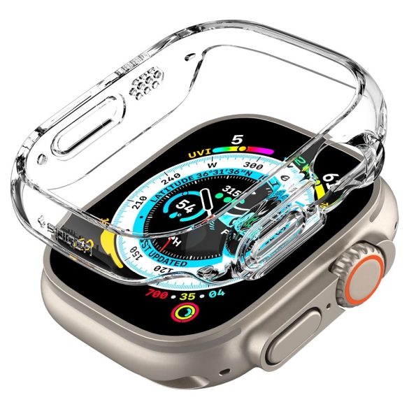 Apple Watch Ultra (49 mm), Műanyag védőkeret, szíj nélkül, Spigen Thin Fit, átlátszó