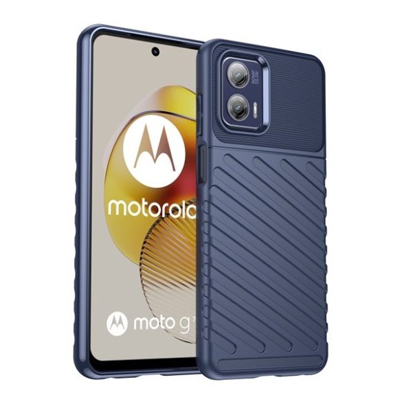 Motorola Moto G73 5G, Szilikon tok, közepesen ütésálló, domború csíkos minta, sötétkék