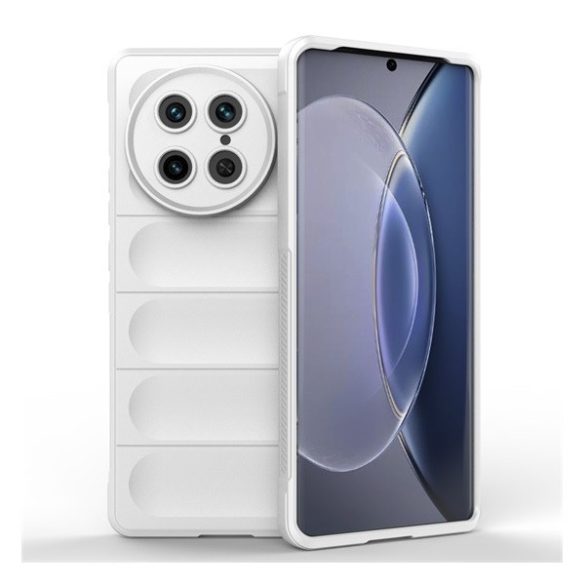 Vivo X90 Pro, Szilikon tok, közepesen ütésálló, 3D minta, fehér
