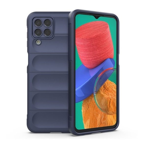 Samsung Galaxy M33 5G SM-M336B, Szilikon tok, közepesen ütésálló, 3D minta, sötétkék