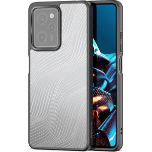 Xiaomi Redmi Note 12 Pro 5G / Poco X5 Pro 5G, Műanyag hátlap védőtok + szilikon keret, hullám minta, Dux Ducis Aimo, áttetsző/fekete