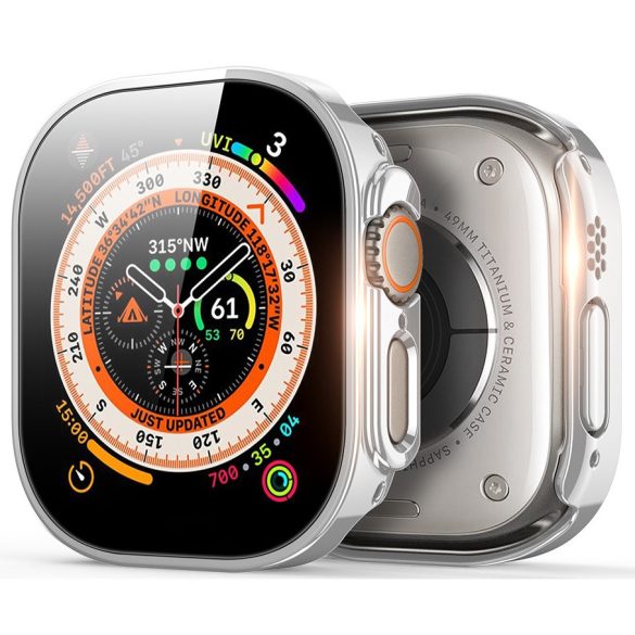 Apple Watch Ultra (49 mm), Műanyag védőkeret, szíj nélkül, közepesen ütésálló, Dux Ducis Hamo, ezüst