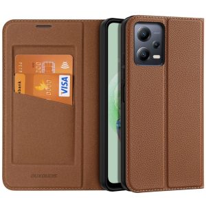 Xiaomi Redmi Note 12 5G / Poco X5 5G, Oldalra nyíló tok, stand, közepesen ütésálló, Dux Ducis Skin X2, barna