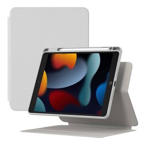 Apple iPad 10.2 (2019 / 2020 / 2021), mappa tok, Smart Case, mágneses rögzítés, Apple Pencil tartóval, Baseus Minimalist, világosszürke