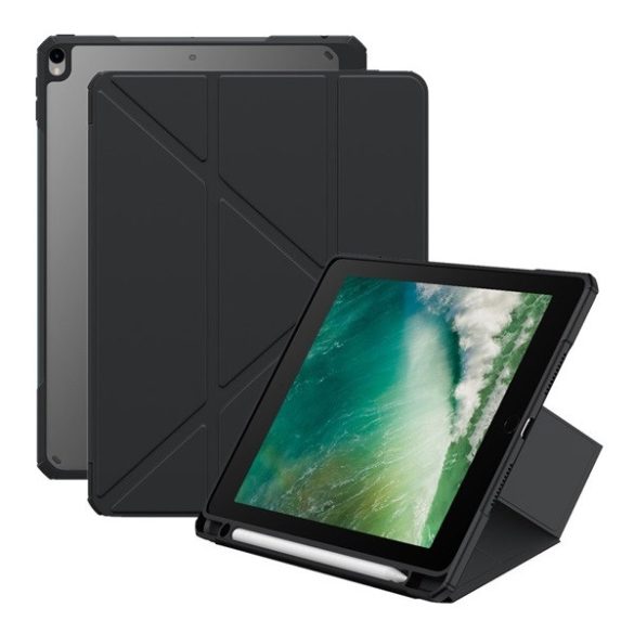 Apple iPad Pro 10.5 (2017) / iPad Air (2019), mappa tok, Apple Pencil tartóval, Origami Smart Case, Baseus Minimalist, fekete