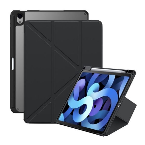 Apple iPad Air (2020) / iPad Air (2022), mappa tok, Apple Pencil tartóval, Origami Smart Case, Baseus Minimalist, fekete