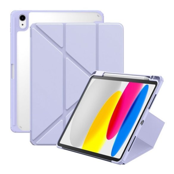 Apple iPad 10.9 (2022), mappa tok, Apple Pencil tartóval, Origami Smart Case, Baseus Minimalist, lila