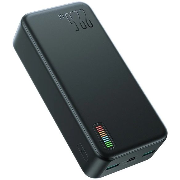Külső akkumulátor, 30000 mAh, 22.5W, Okostelefonhoz és TabletPC-hez, 2 x USB aljzat, 1 x USB Type-C aljzat, LED kijelzővel, gyorstöltés, Joyroom QP196, fekete