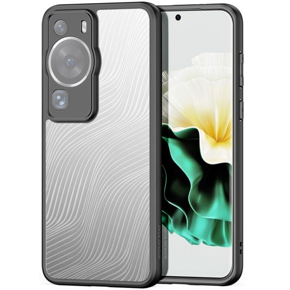 Huawei P60 / P60 Pro, Műanyag hátlap védőtok + szilikon keret, hullám minta, Dux Ducis Aimo, áttetsző/fekete