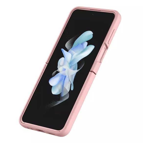 Samsung Galaxy Z Flip4 SM-F721B, Szilikon tok, közepesen ütésálló, kamera védelem, telefontartó gyűrű, Nillkin CamShield Silky, rózsaszín