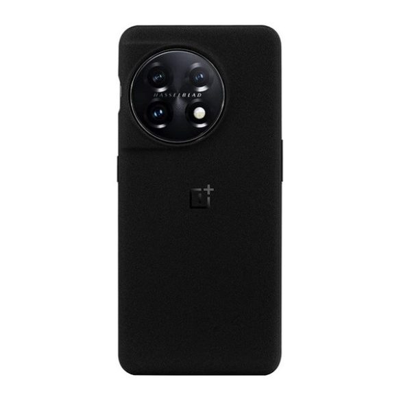 OnePlus 11, Műanyag hátlap védőtok, ultravékony, szilikon keret, fekete, gyári