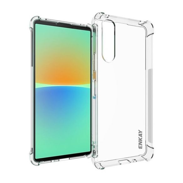 Sony Xperia 10 V, Szilikon tok, közepesen ütésálló, légpárnás sarok, Enkay, átlátszó