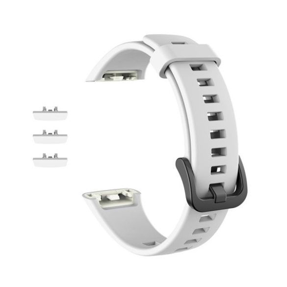 Huawei Band 6 / Honor Band 6, szilikon pótszíj, állítható, fehér